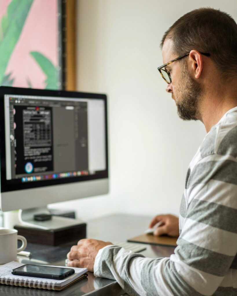Man working on the desktop